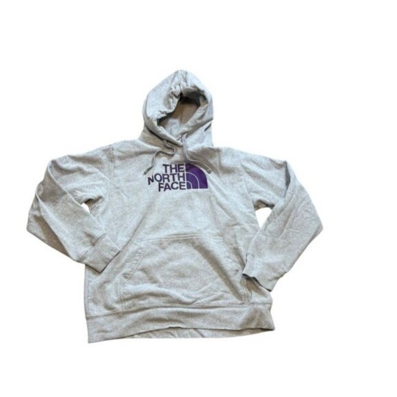 The North Face Men's Hoodie Size Large Gray Spell Out Logo Hooded Drawstring - Picture 1 of 5